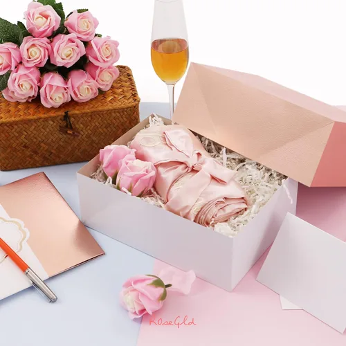 Miniatura 4 de ROSEGLD Cajas de regalo con bandas de envoltura de 9.5 x 7 x 3.5 pulgadas, cajas de regalo con tapas, cajas de regalo para dama de honor con bandas