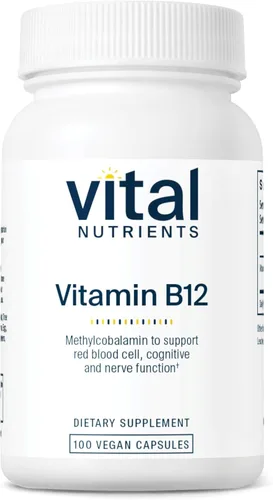 Vital Nutrients Vitamina B12 1000mcg - Vegano - Metilcobalamina para el metabolismo, la salud cognitiva y del sistema nervioso* - Suplemento B12 de