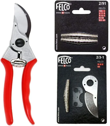 FELCO 2 podadoras clásicas de derivación con resortes de repuesto y kit de reparación de cuchillas 2/3-1 (paquete, 3 artículos)
