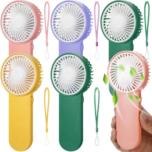 Miniatura 11 de Sumind 6 unidades de pequeño ventilador portátil personal pequeño a granel de 1 velocidad eléctrico lindo alimentado por batería para el cuello