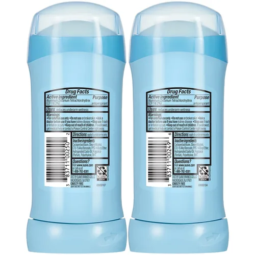 Miniatura 9 de Suave Desodorante antitranspirante para mujer, variedad fresca y en polvo, paquete de 2 unidades, barras sólidas invisibles antimanchas, sin talco