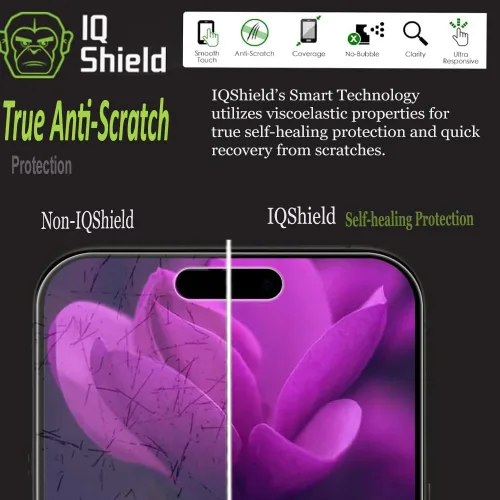 Miniatura 7 de IQShield Paquete de 2 protectores de pantalla para iPhone 15 Pro de 6.1 pulgadas, fácil de instalar, antiarañazos, película de TPU transparente