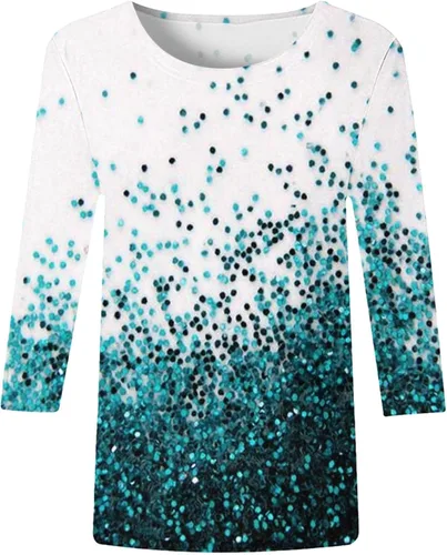 Miniatura 4 de Women's Blouses 34 Sleeve Crew Neck Funny Print Graphic Tees Shirt Casual Pullover Tops Fashion Ladies Outfits 2023