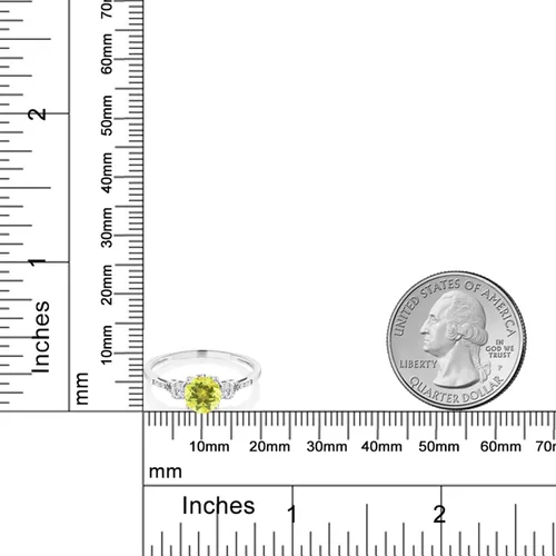 Miniatura 16 de Gem Stone King Anillo de compromiso de 3 piedras preciosas redondas de oro blanco de 10 quilates con piedra natal de 0.236 in con piedra natal