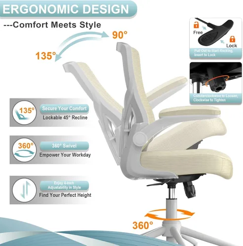 Miniatura 4 de CYKOV Silla de oficina, silla de escritorio con respaldo alto, altura ajustable y diseño ergonómico, silla de computadora para oficina en casa