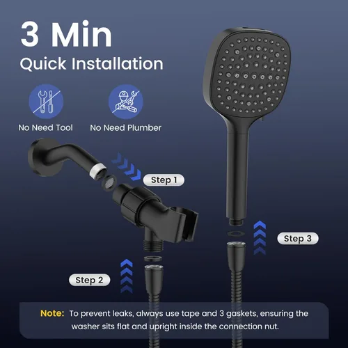 Miniatura 7 de Cabezal de ducha filtrado con mano, cabezal de ducha de alta presión con 7 pulverizadores con filtros, cabezales de ducha desmontables, filtros