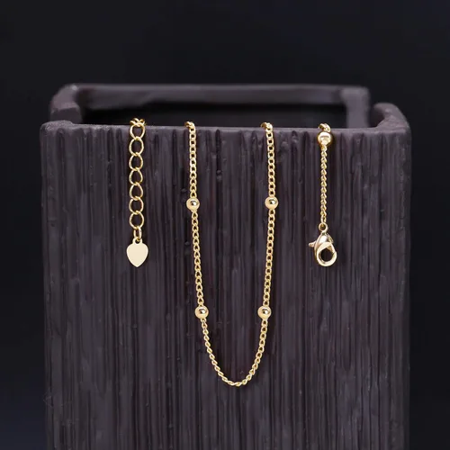 Miniatura 4 de Gargantilla de oro de 18 quilates, joyería delicada para mujeres de 16 pulgadas, con dije, cadena de eslabones