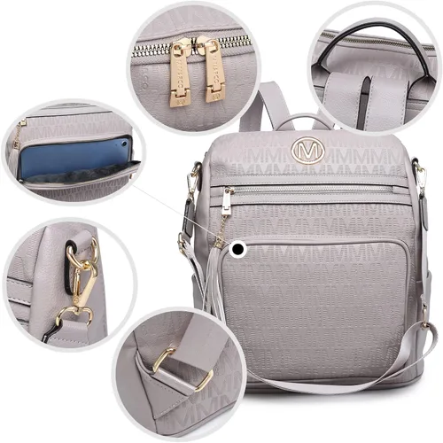 Miniatura 8 de MKP COLLECTION Mochila de moda para mujer, bolsa convertible grande para mujer, mochila de viaje, bolsa de hombro, juego de 2 piezas con borla, Beige
