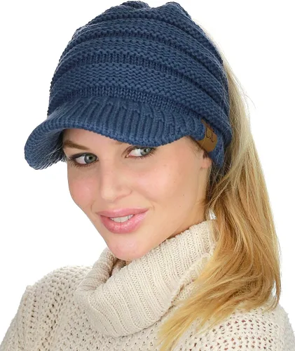 Miniatura 2 de C.C Gorro tejido con visera y orificio para cola de caballo