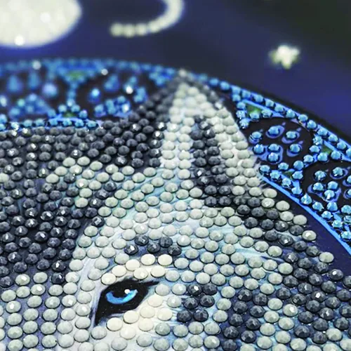 Miniatura 5 de Crystal Art Cuaderno de pintura de diamantes, lobo lunar, crea una cubierta brillante con cristales, para edades de 8 años en adelante