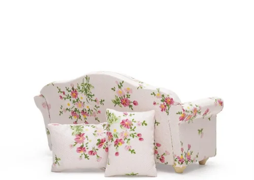 Miniatura 2 de Odoria 1/12 Sofá sillón miniatura para casa de muñecas, accesorios de muebles, rosa