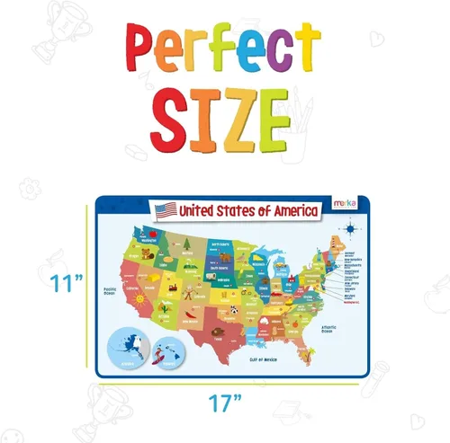 Miniatura 4 de merka Manteles individuales de silicona para niños, manteles individuales reutilizables de mapa geográfico de Estados Unidos y las capitales