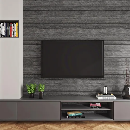 Miniatura 4 de ReWallpaper Paneles acústicos de color negro carbón para despegar y pegar, paneles de pared de listones absorbentes de sonido, paneles de pared