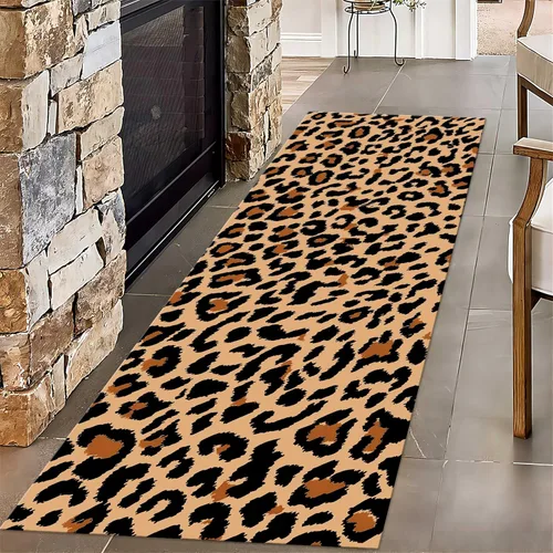Miniatura 69 de Alfombra de pasillo con estampado de tigre, 2 x 10 pies, alfombra de rayas con estampado de piel de animal, alfombra interior a rayas blancas y 5