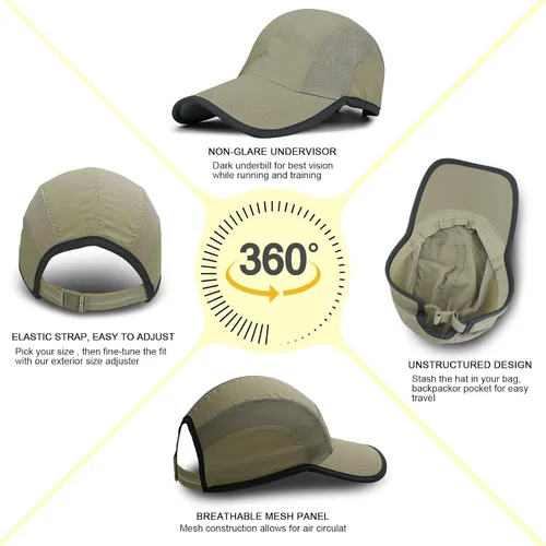 Miniatura 3 de Gorra de béisbol de secado rápido, malla ligera, protección UV para deportes al aire libre