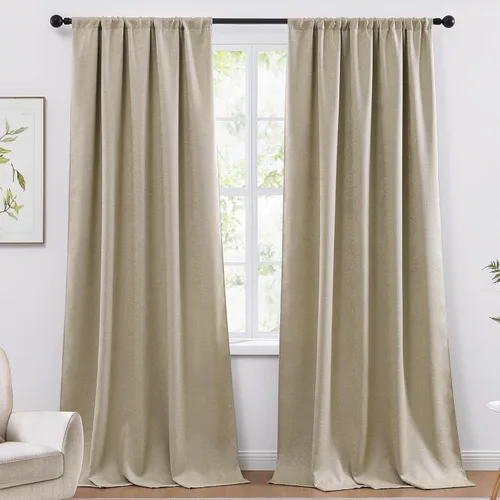 Miniatura 12 de WRENSONGE Cortinas opacas para dormitorio, cortinas opacas negras de 63 pulgadas de largo para sala de estar, ventanas, cocina, habitación, cortinas