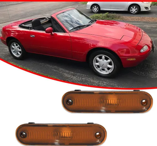 Miniatura 2 de Conjunto de carcasa de luz de marcador lateral de lente roja ámbar delantera y trasera compatible con lámpara de parachoques Fender Fender 1990-2005