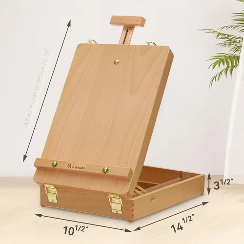 Miniatura 4 de Caballete de arte de mesa para pintar, caja de bocetos de madera premium, caballete de pintura de escritorio portátil para estudiantes artistas