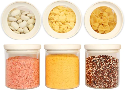 Urban Green Tarro de almacenamiento de alimentos de vidrio con tapa de vidrio, juego de recipientes de alimentos con tapas herméticas, tarro de