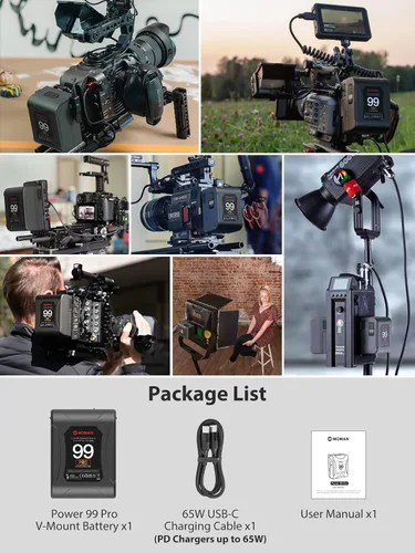 Miniatura 8 de Moman V-Mount Batería, Power 99 Cámara mejor Mini V Lock Baterías 99Wh/6900mAh con botón táctil y pantalla LED para Smallrig BMPCC 4k 6k Cámara