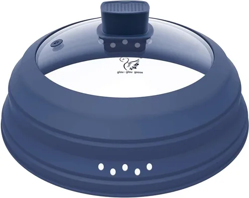 Miniatura 16 de Tapa Protectora contra Salpicaduras de Microondas, Tapa de Vidrio con Protector de Collapsible de Silicona para Platos y Ollas, 24,9 cm, Gris Claro