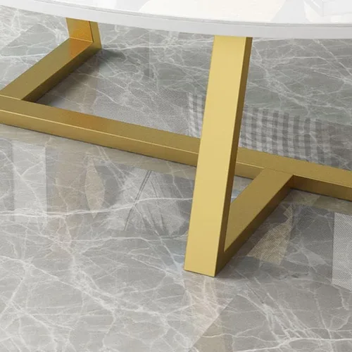 Miniatura 5 de Mesa auxiliar, Mid-Century Glam, mesa de centro ovalada individual, patas cruzadas, mesa de cóctel para sala de estar, 39.5 pulgadas de largo x 19.5