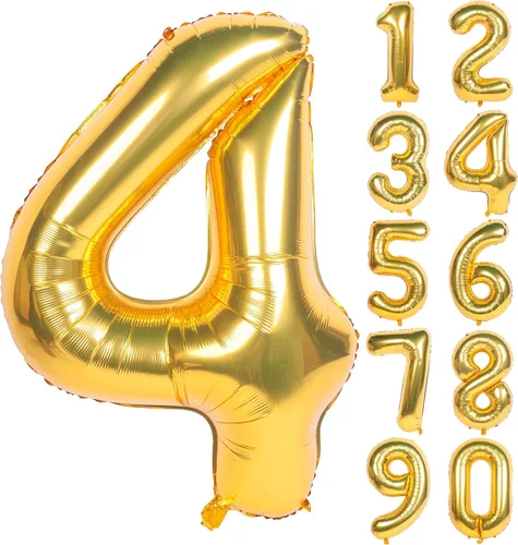 Miniatura 46 de Globos de helio de 40 pulgadas con dígitos dorados para fiesta de cumpleaños., Número 0, 40 pulgadas, número 0 oro 7