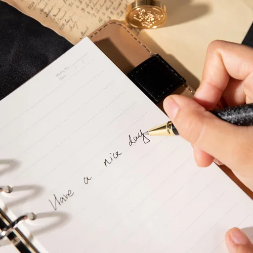Miniatura 5 de TIEFOSSI Diario de cuero estrellado con cerradura, carpeta de papel recargable, diario de contraseña, cuaderno secreto A6 de tapa dura para mujeres