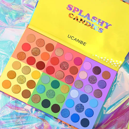 Miniatura 2 de UCANBE Paleta de sombra de ojos de 54 colores Splashy Candies + 15 piezas de brochas de maquillaje, altamente pigmento mate metálico brillante