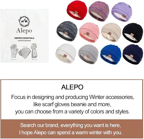 Miniatura 5 de Alepo Fleece Lined Baby Beanie Hat Infant Newborn Toddler Kids Winter Warm Knit Cap for Boys Girls