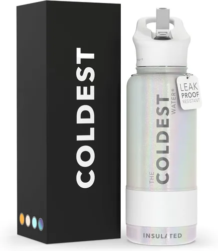 Miniatura 72 de Coldest - Botella para agua con tapa que incluye pajilla, térmica y metálica (acero inoxidable), para hombres y mujeres, color morado