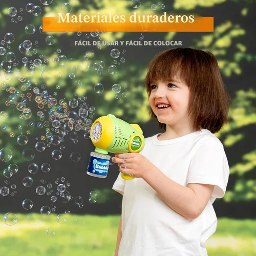 Miniatura 4 de Joyin - 2 pistolas de burbujas para niños con 4 botellas de solución, máquina automática de burbujas con 8 agujeros para niños, adultos, juguetes