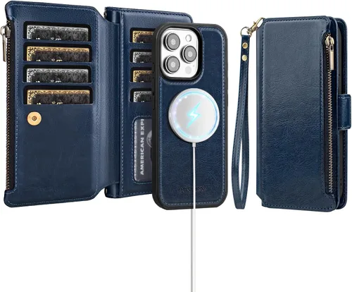 Miniatura 17 de Antsturdy Compatible con iPhone 15 Pro Max Funda Cartera para Mujeres【Bloqueo RFID】Funda de Teléfono Cruzada de Cuero PU con Cremallera y Correa