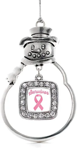 Miniatura 155 de Inspired Silver - Adorno de rodillo de reina - Adorno cuadrado de plata con muñeco de nieve con joyas de circonita cúbica