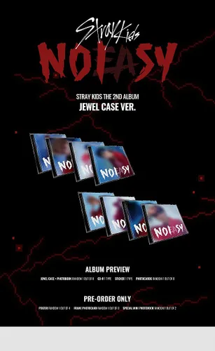 Stray Kids NOEASY 2nd Album Jewel Case I.N Cover CD+20p PhotoBook+1p Sticker+1p PhotoCard+Message PhotoCard Set+Tracking Kpop Sealed