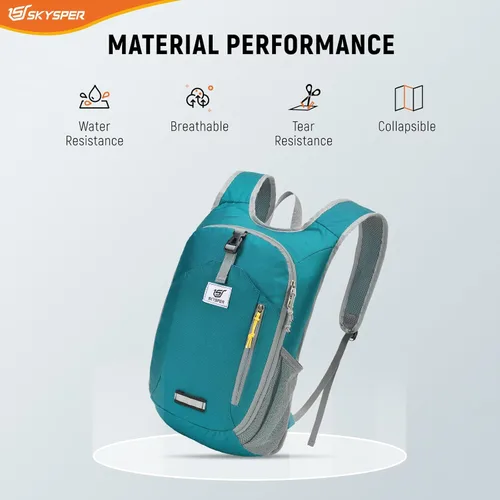Miniatura 4 de SKYSPER Mochila de senderismo pequeña plegable de 10 litros, plegable, ligera, para senderismo, viaje, para mujeres y hombres Cian