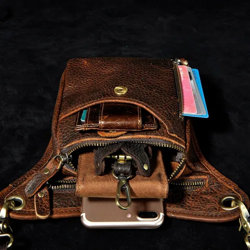 Miniatura 6 de Le'aokuu Women Men's Genuine Leather Sporting Riding Hip Bum Fanny Waist Pack Drop Thigh Leg Cross Over Bag Pouches