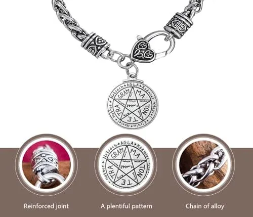 Miniatura 4 de Lemegeton Talisman for Love - Pulsera Wicca con dije de pentáculo de Salomón para el amor Metal no conocido
