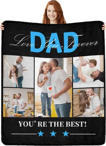 Miniatura 40 de Regalos personalizados de cumpleaños para el Día del Padre, para papá, abuelo, hombres, manta personalizada con fotos para mi papá, regalos de hija