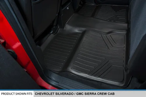 Miniatura 4 de SMARTLINER Juego de tapetes de piso de recubrimiento, de 2 filas, para Chevrolet Silverado 1500 2007-2013