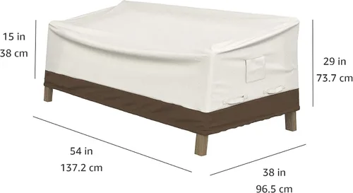 Miniatura 4 de Amazon Basics Fundas para Sofá de Salón Profundo de 2 Plazas, Sofá de Exterior y Muebles de Patio, Impermeables, Anti-UV, Duraderas, Beige/Bronceado