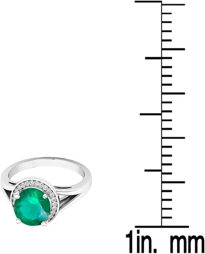 Miniatura 218 de Dazzlingrock Collection Anillo de compromiso redondo de 0.276 in con halo de diamante blanco y vástago dividido para ella en oro macizo de 14
