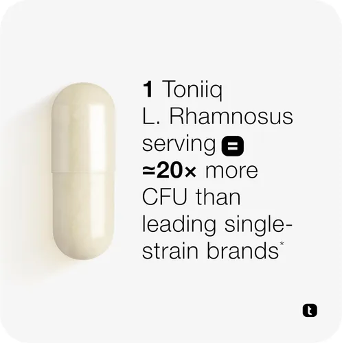 Miniatura 3 de Toniiq Lactobacillus Rhamnosus - Ultra alta resistencia 100B CFU con FOS prebiótico - Cápsulas de liberación retardada - Probado en laboratorio