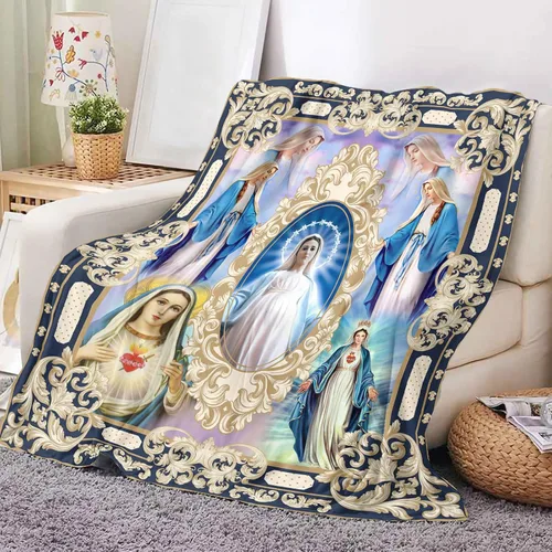 Miniatura 2 de Ultra Suave Manta de Microfibra Virgen María Nuestra Señora de Guadalupe Manta de Oración para Arrojar, Manta de Flanela Cálida y Acogedora, Mantas
