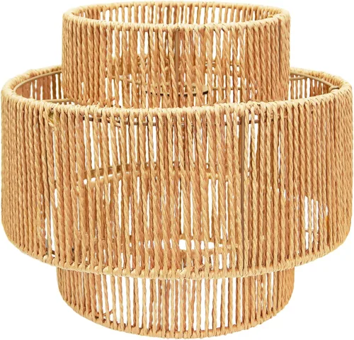 Miniatura 18 de Paquete de 3 pantallas de lámpara de ratán bohemias, pantallas de lámpara colgantes para lámparas de pie, lámparas colgantes de ratán, lámpara