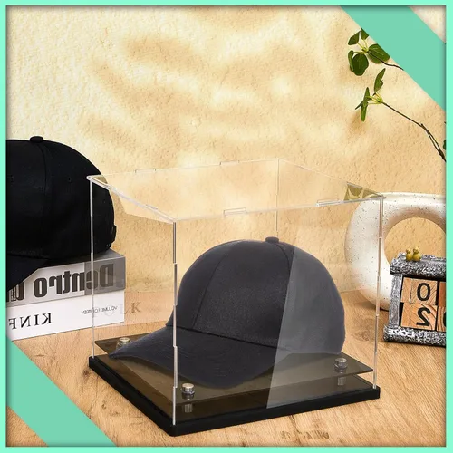 Miniatura 4 de Barydat Vitrina transparente para sombreros, 7.8 pulgadas de largo x 7.8 pulgadas de ancho x 8.6 pulgadas de alto, caja de sombrero de béisbol