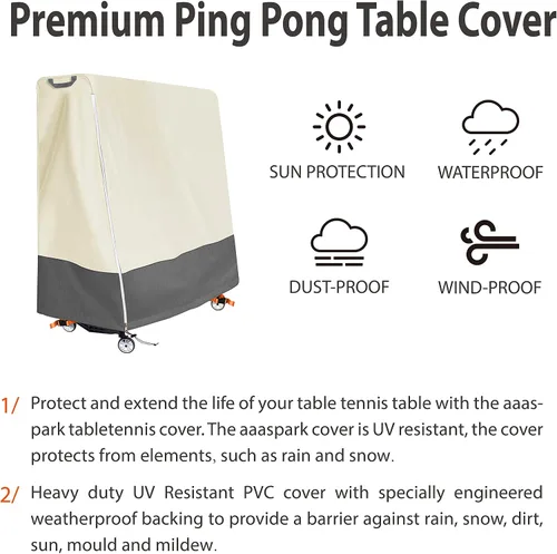 Miniatura 6 de Cubierta de mesa de ping pong para interiores y exteriores, impermeable, a prueba de polvo, protector solar, resistente, plegable, cubierta de mesa
