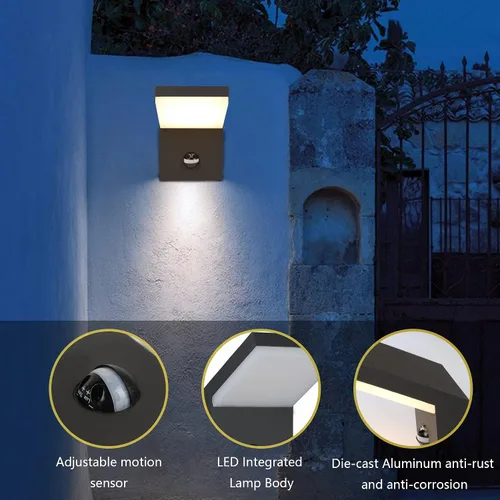 Miniatura 2 de Luces de pared para exteriores con sensor de movimiento, luz LED de porche de 1500 lm con detector PIR ajustable, aplique de pared exterior