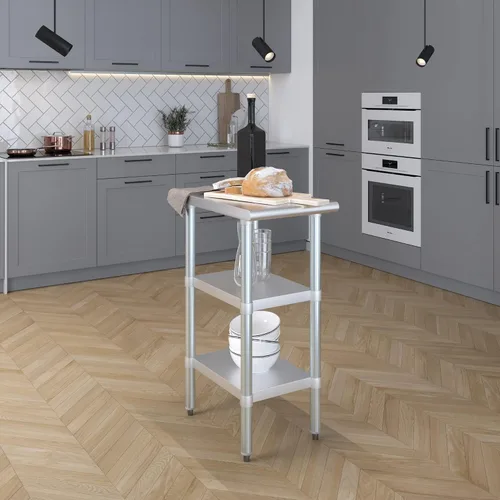 Miniatura 6 de Mesa de trabajo de acero inoxidable con 2 estantes Mesa de utilidad de metal Utilidad comercial y residencial NSF