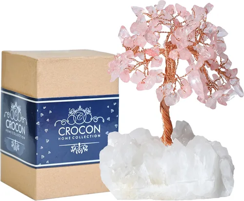 Miniatura 30 de Crocon Árbol de la vida de cristal de cuarzo transparente, chakra para energía positiva, decoración de Feng Shui, árbol bonsái de dinero con piedras